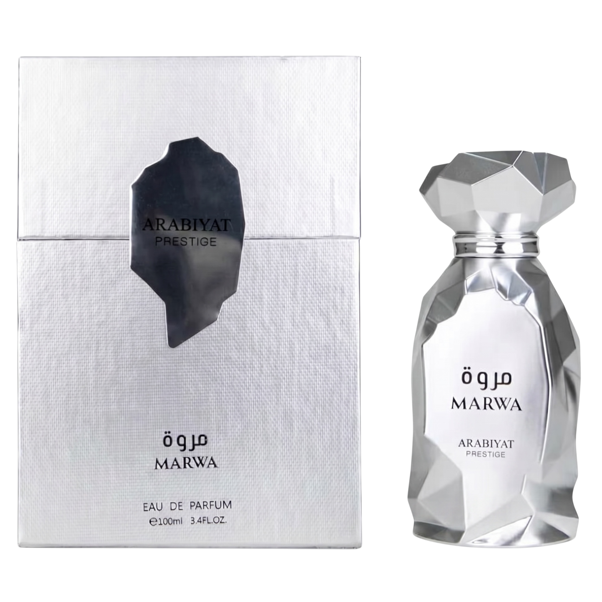 ARABIYAT PRESTIGE Marwa Eau de Parfum bottle and packaging on a white background