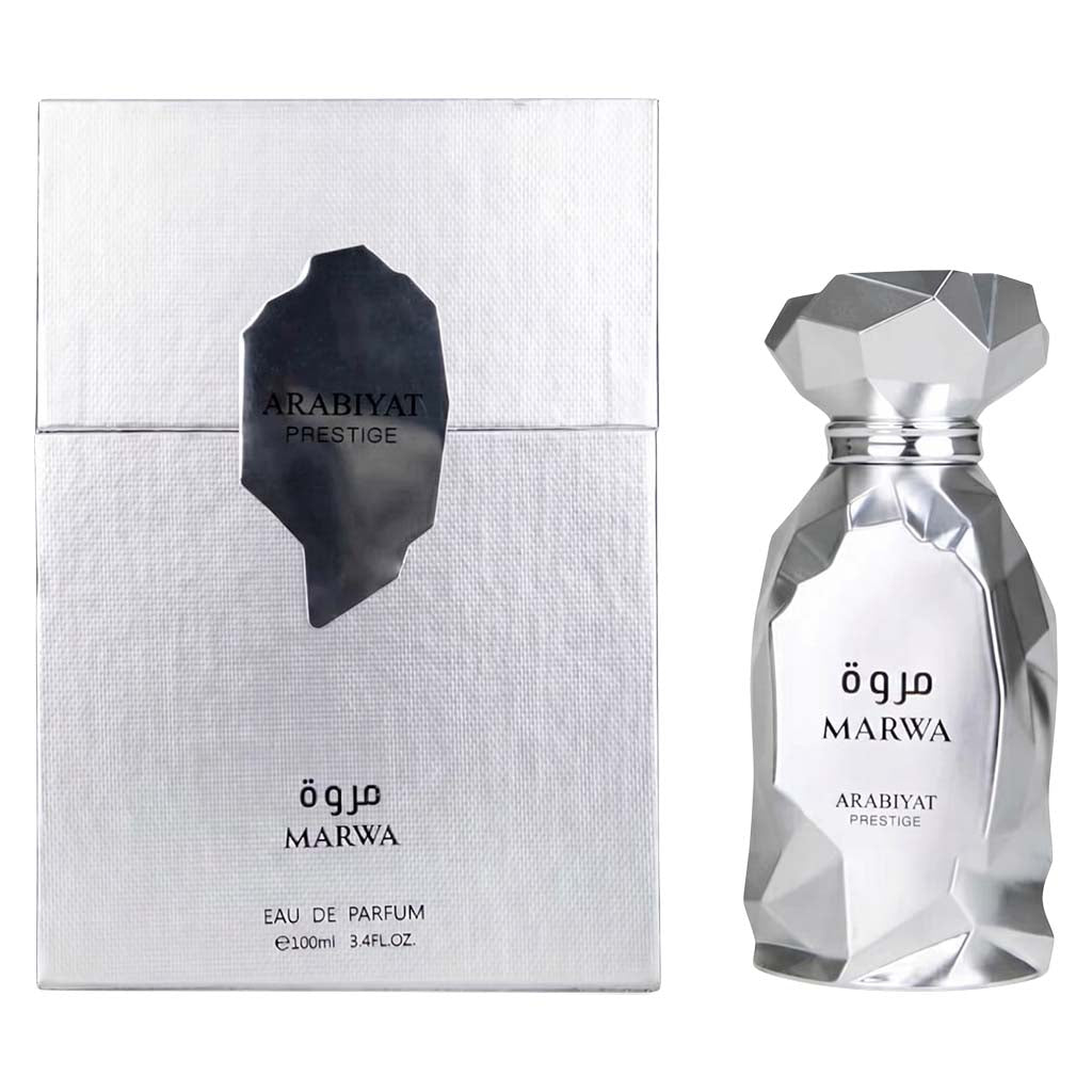ARABIYAT PRESTIGE Marwa Eau de Parfum bottle and packaging on a white background