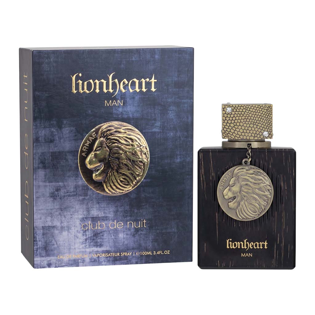 Lionheart Man perfume bottle and packaging on a white background