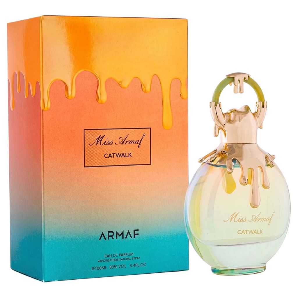 Armaf Miss Armaf Catwalk perfume bottle and packaging on a white background