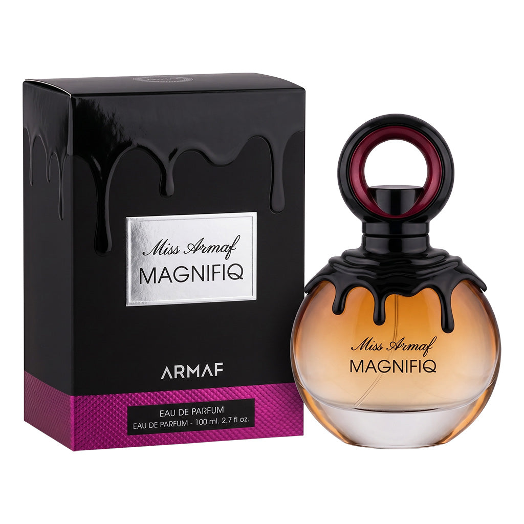 Armaf Miss Armaf Magnifiq perfume bottle and packaging on a white background