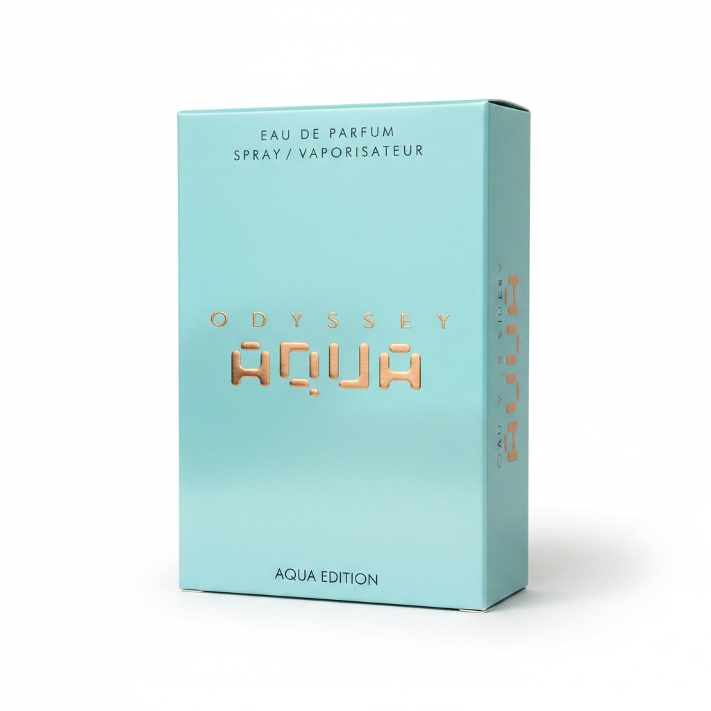 Odyssey Aqua Eau de Parfum packaging on a white background