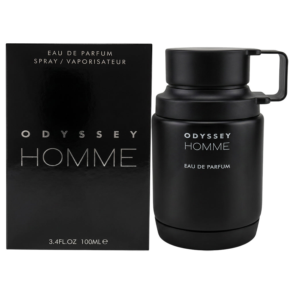 Black Odyssey Homme Eau de Parfum bottle and packaging on a white background