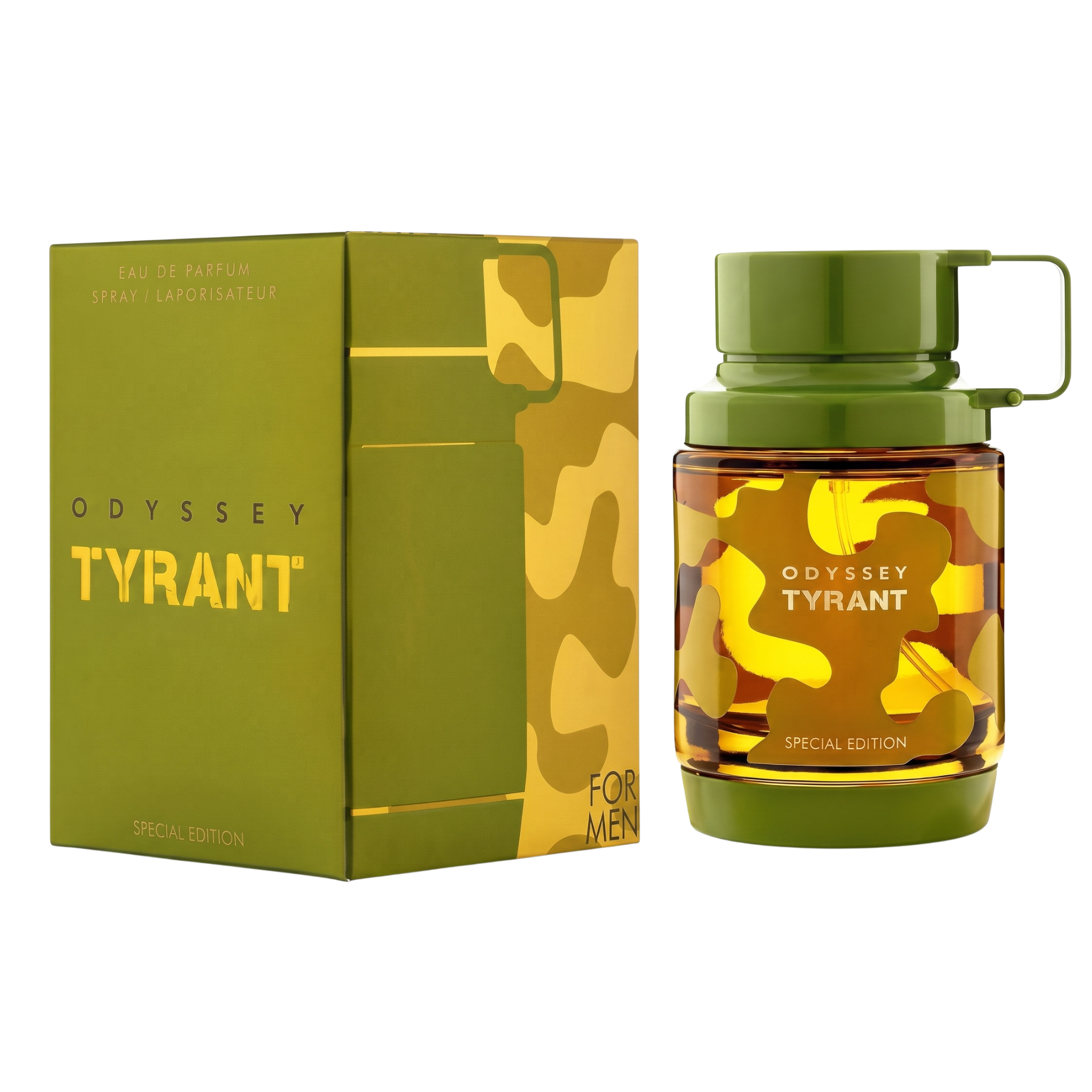 Odyssey Tyrant perfume bottle and packaging on a white background