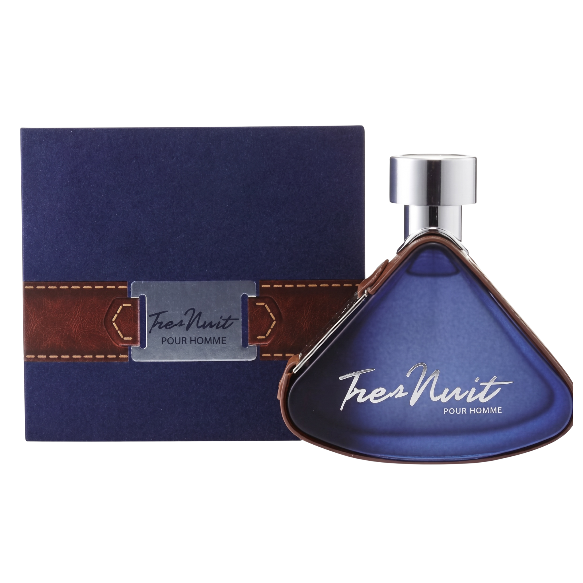 Tres Nuit Pour Homme perfume bottle and packaging on a white background