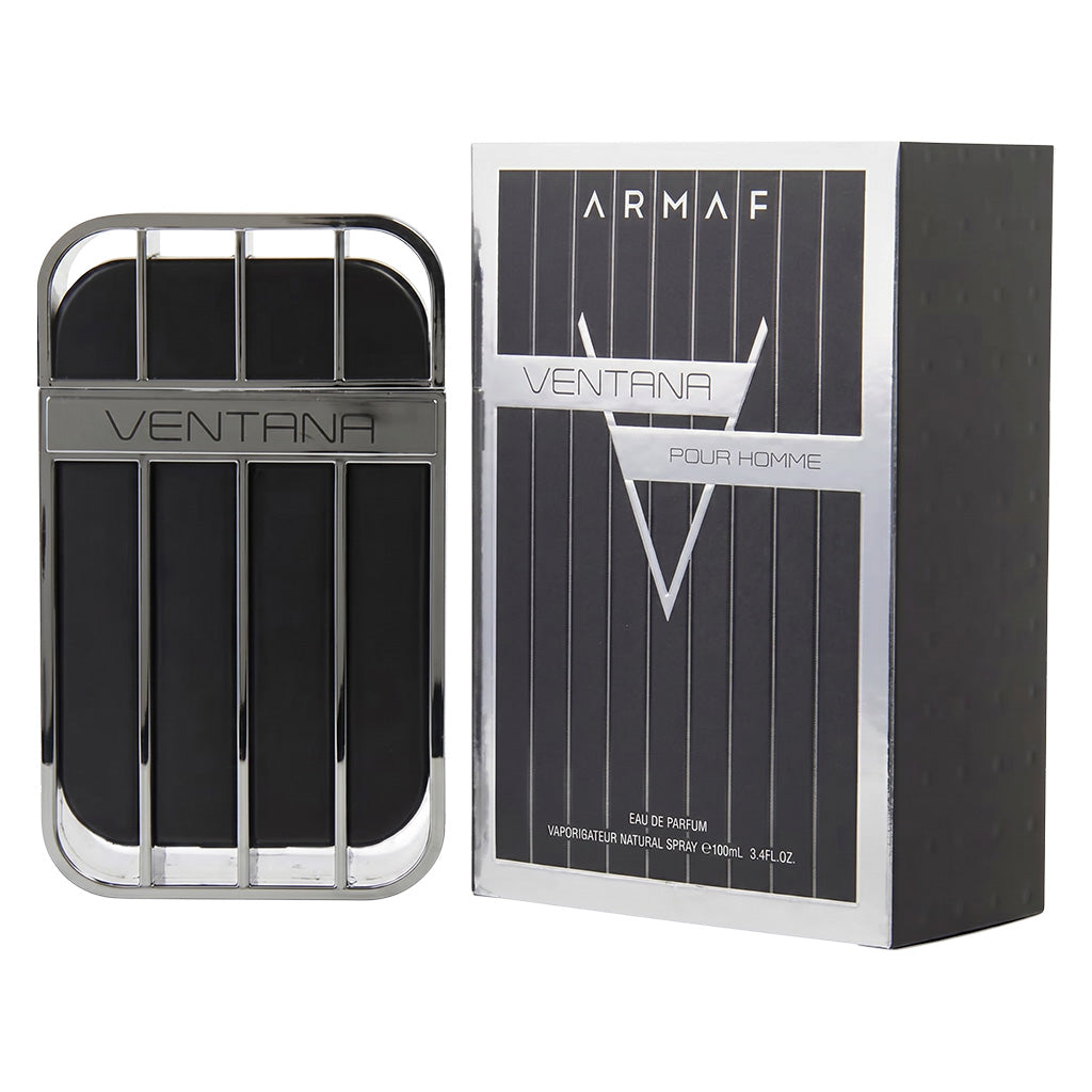 Armaf Ventana Pour Homme perfume bottle and packaging on a white background
