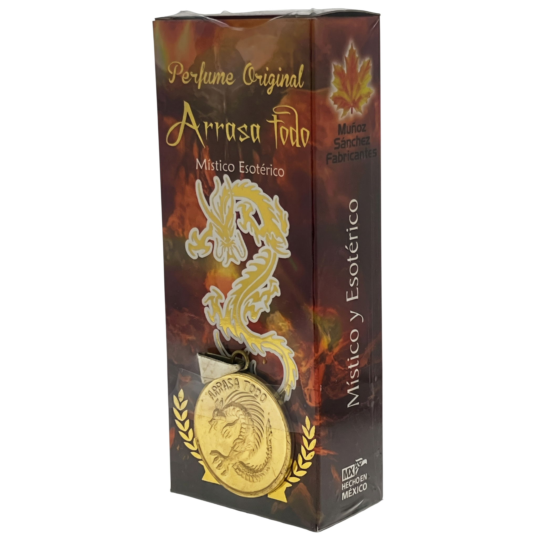Arrasa Todo Esoteric Perfume with Collectible Dragon with Protective Amulet Medallion
