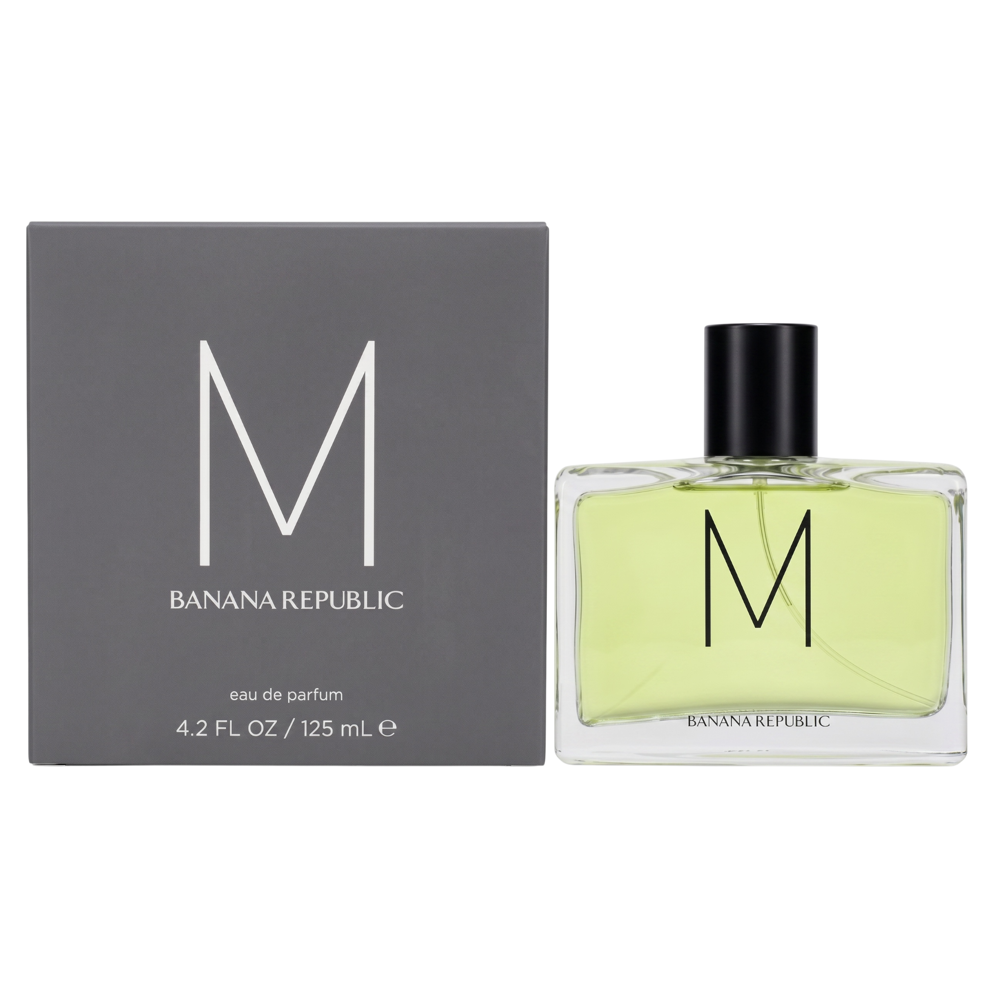 Banana Republic M eau de parfum bottle and packaging on a white background