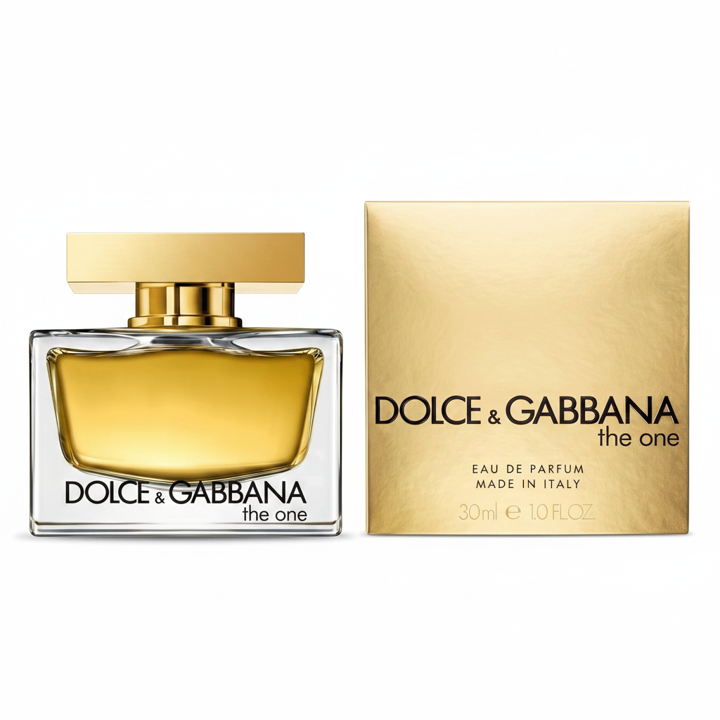 Dolce & Gabbana perfume bottle and packaging on a white background