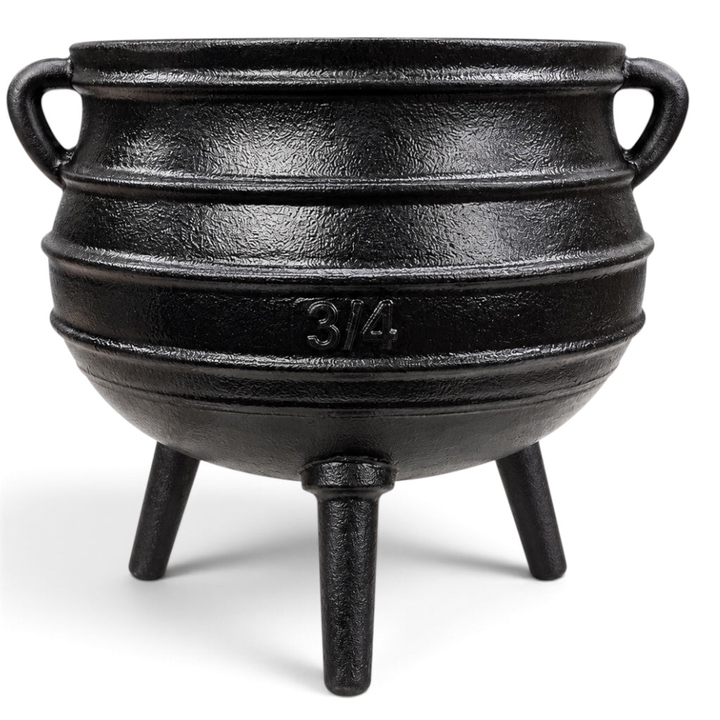 Cast Iron Caldero Pot #3/4 – Traditional 3-Legged Iron Cauldron for Santeria, Ifa & Orisha Rituals