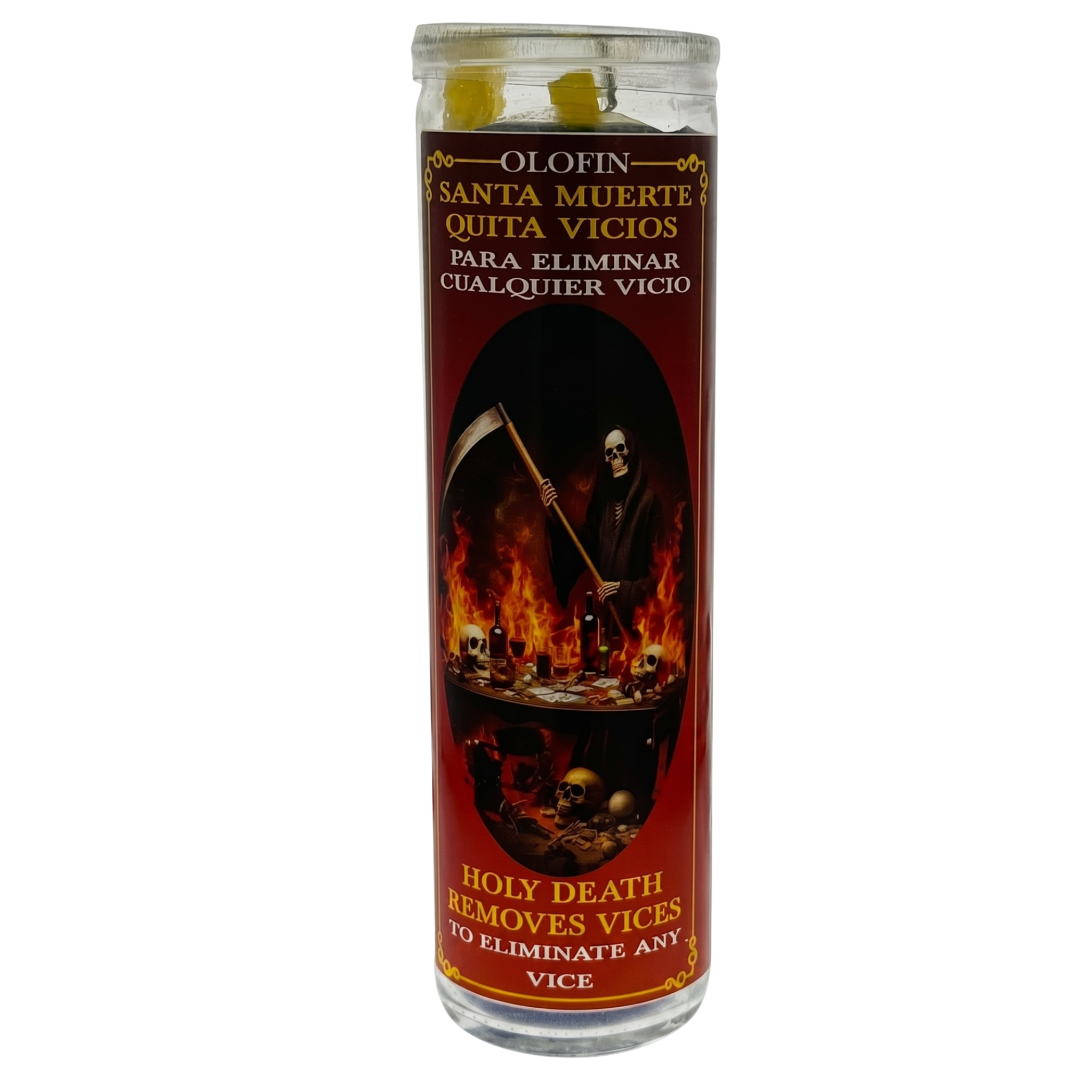 Santa Muerte Quita Vicios (Holy Death Removes Vices) Prepared Ritual Candle Perfumed