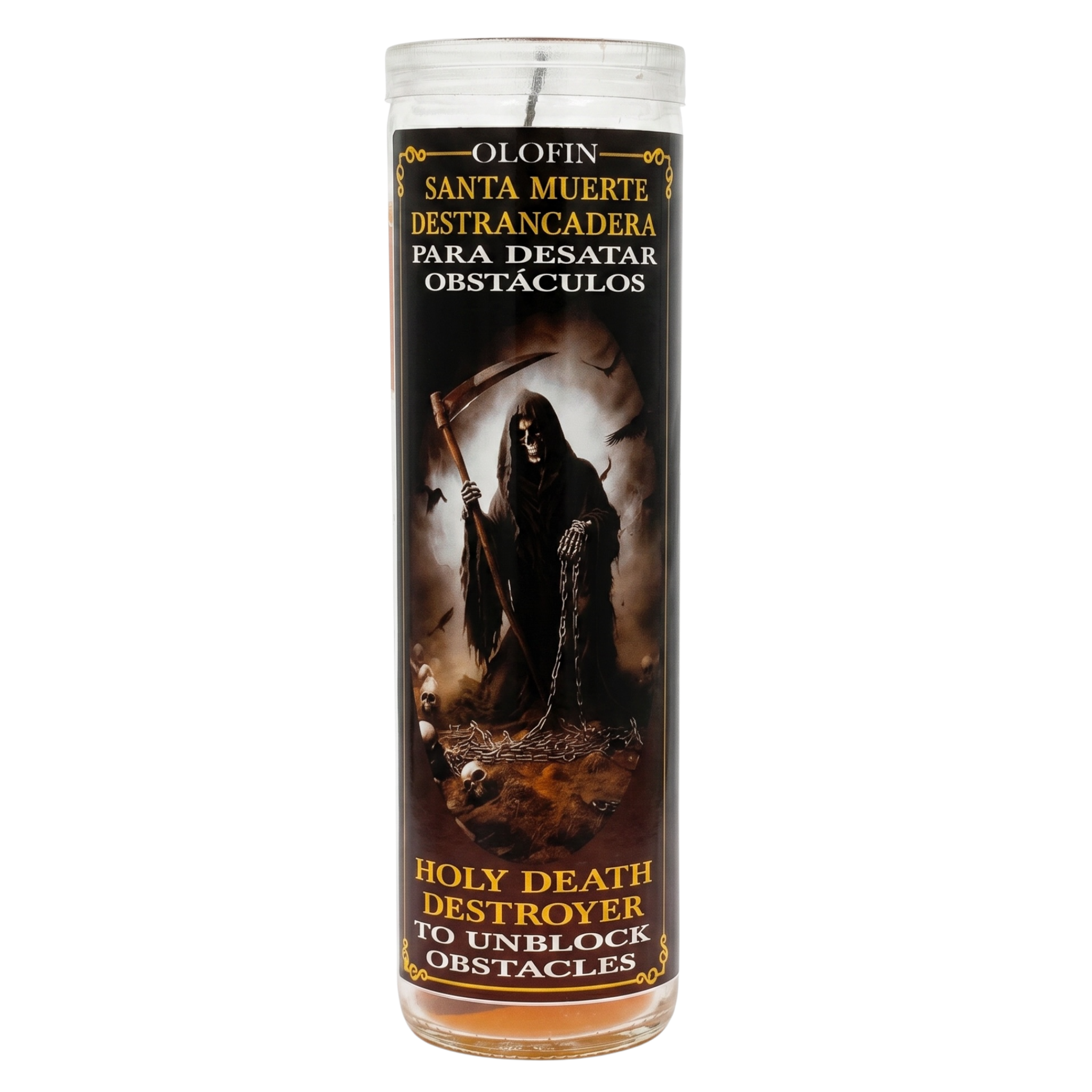 Santa Muerte Destrancadera (Holy Death Destroyer) Prepared Ritual Candle Perfumed