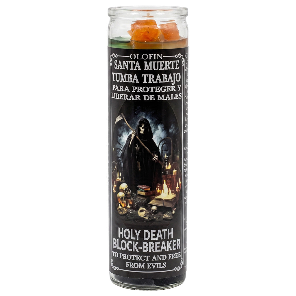 Santa Muerte Tumba Trabajo (Holy Death Block Breaker) Prepared Ritual Candle Perfumed Vela Preparada