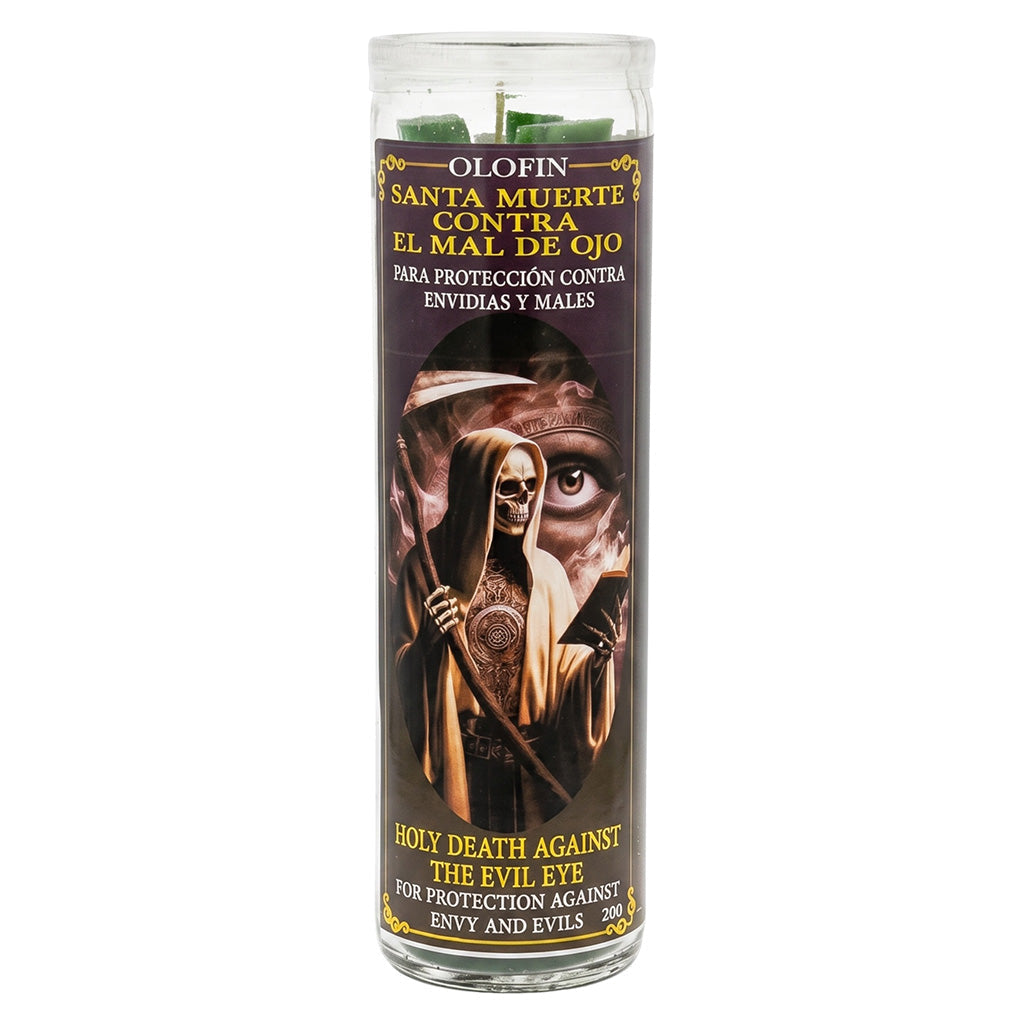 Santa Muerte Contra Mal De Ojo (Holy Death Against Evil Eye) Prepared Ritual Candle Perfumed Vela Preparada