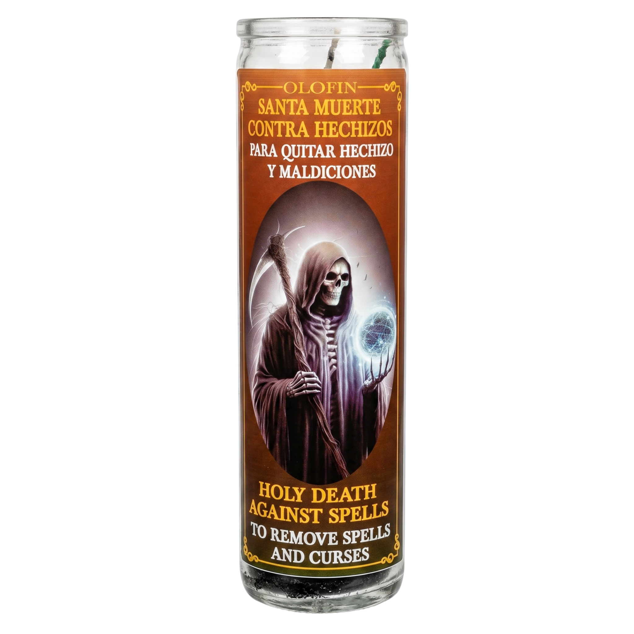 Santa Muerte Contra Hechizos (Holy Death Against Spell) Prepared Ritual Candle Perfumed