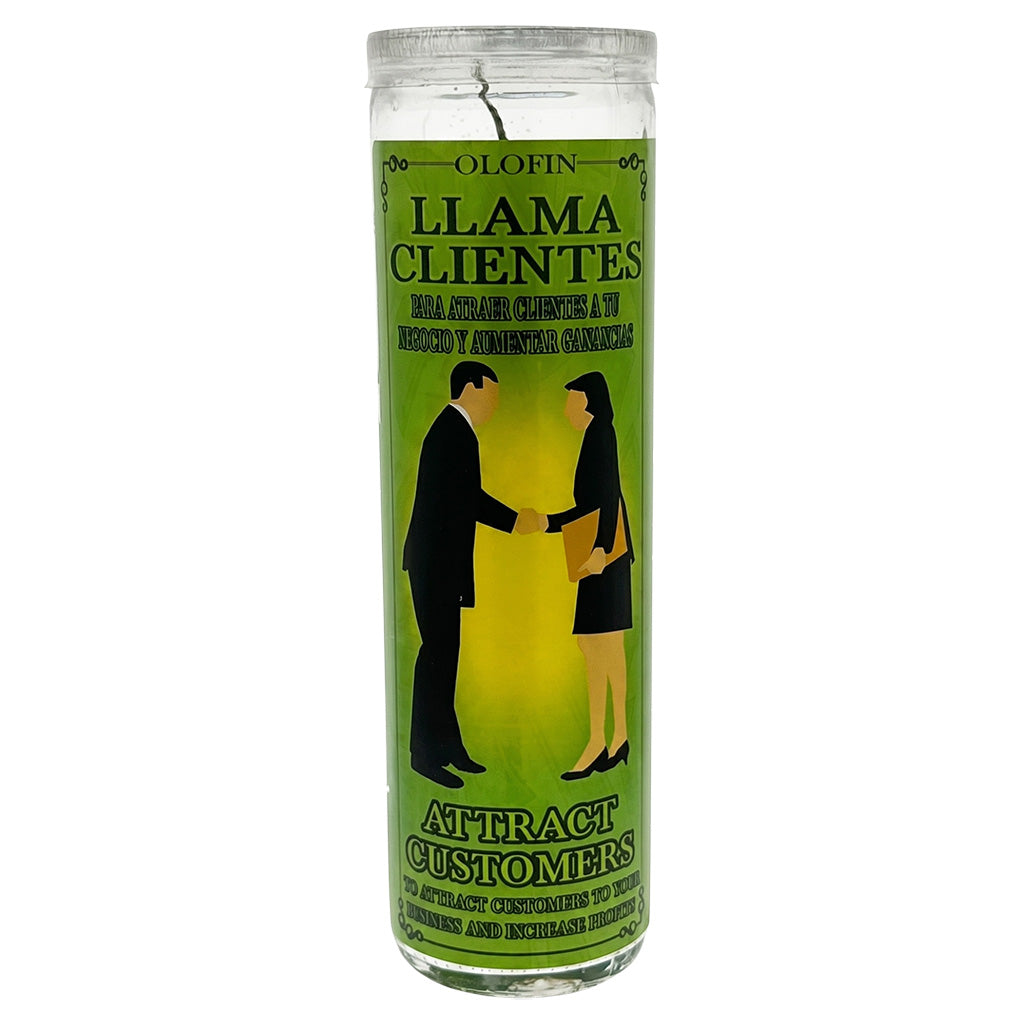 Llama Clientes (Attract Customers ) Prepared Ritual Candle Perfumed Vela Preparada