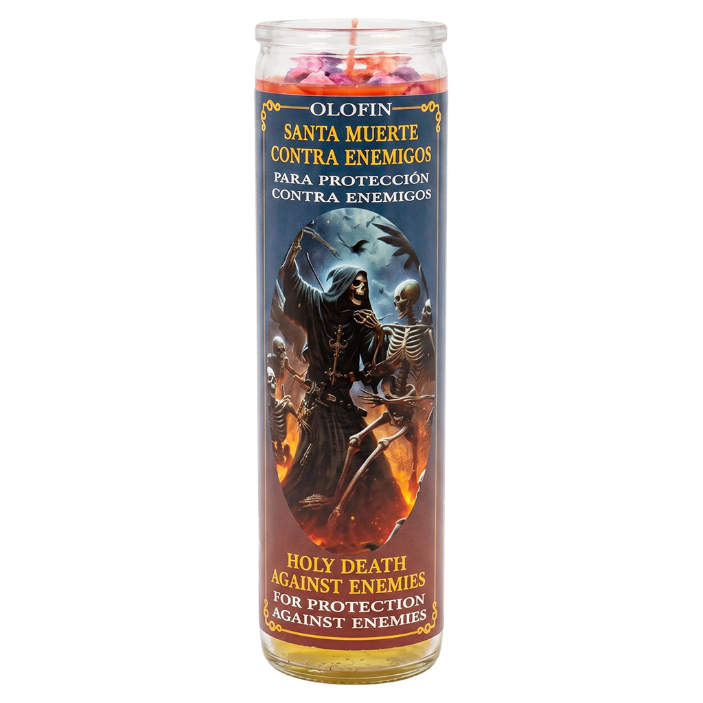 Santa Muerte Contra Enemigos (Holy Death Against Enemies) Prepared Ritual Candle Perfumed Vela Preparada