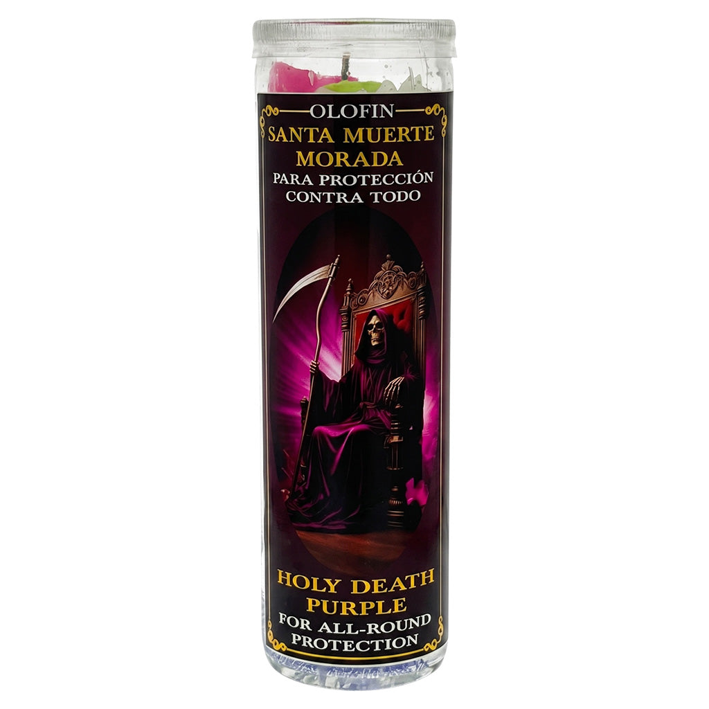 Santa Muerte Morado (Holy Death Purple) Prepared Ritual Candle Perfumed Vela Preparada