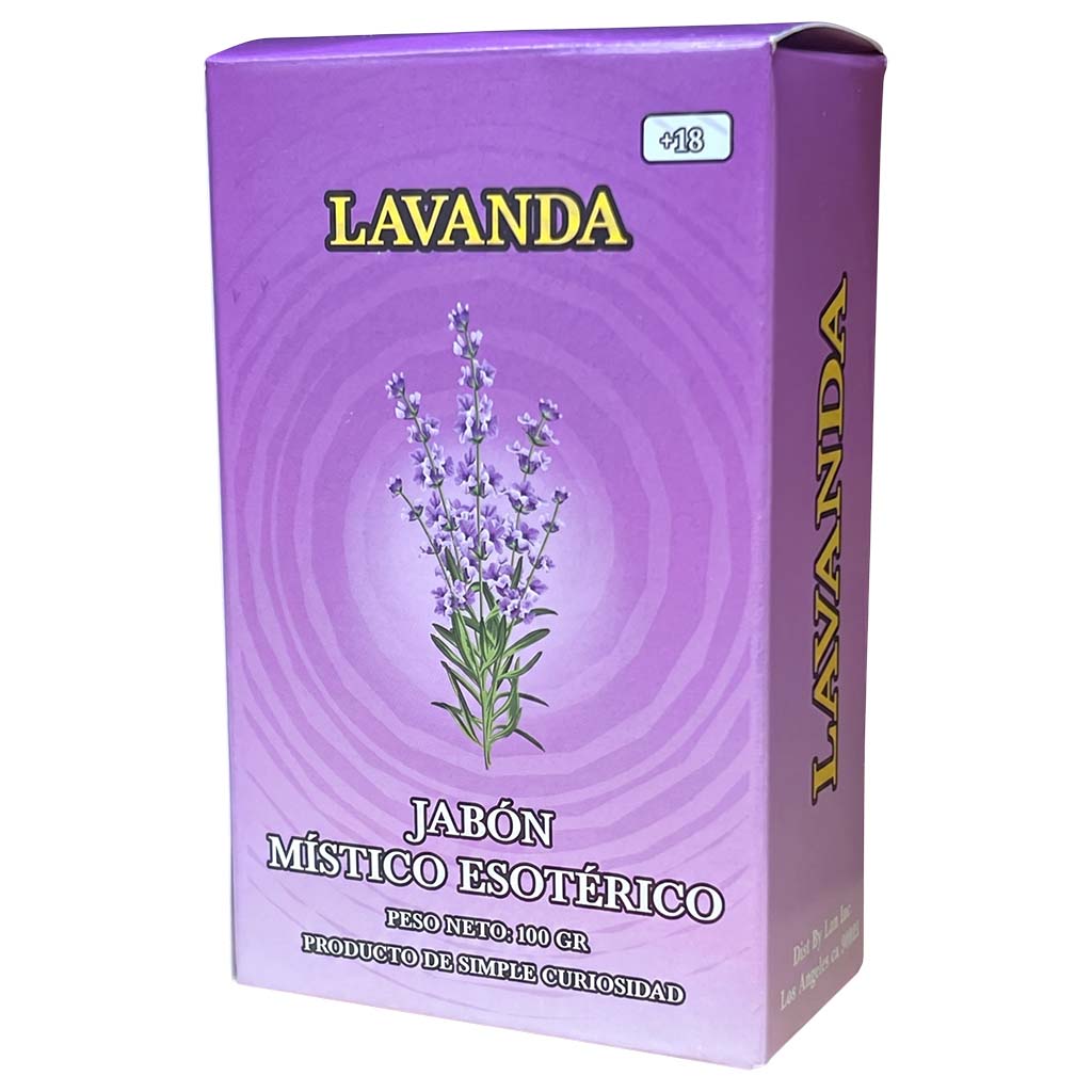Purple box of Lavanda with lavender illustration on a white background