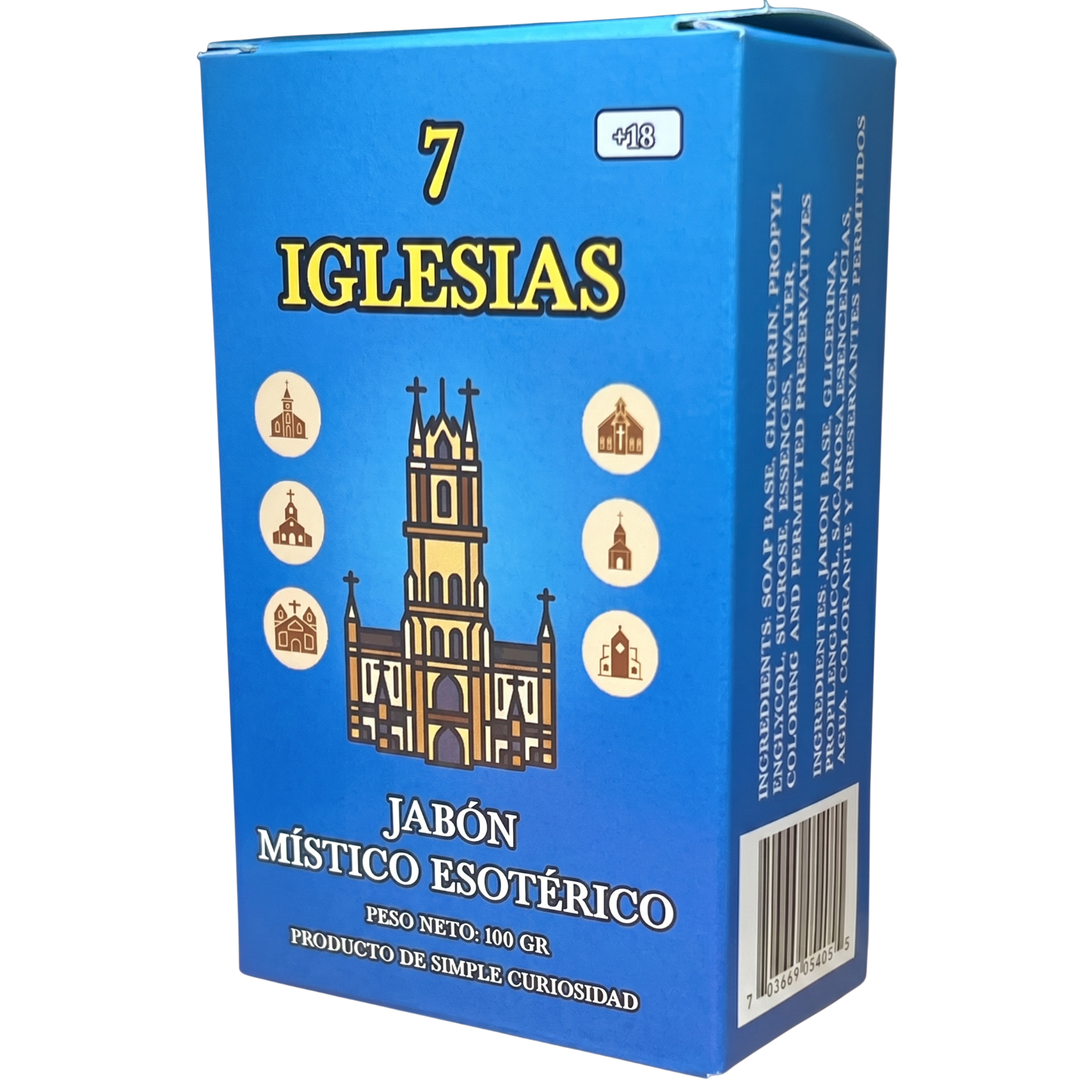 7 Iglesias Esoteric Soap – Perfumed Mystical Soap Bar, 100 g (Jabón Esotérico Perfumado con Fermonas