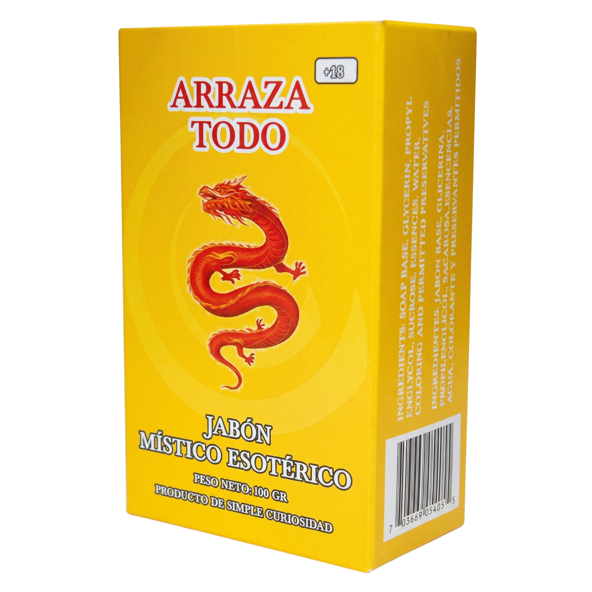 Yellow box with a red dragon illustration and text on a white background