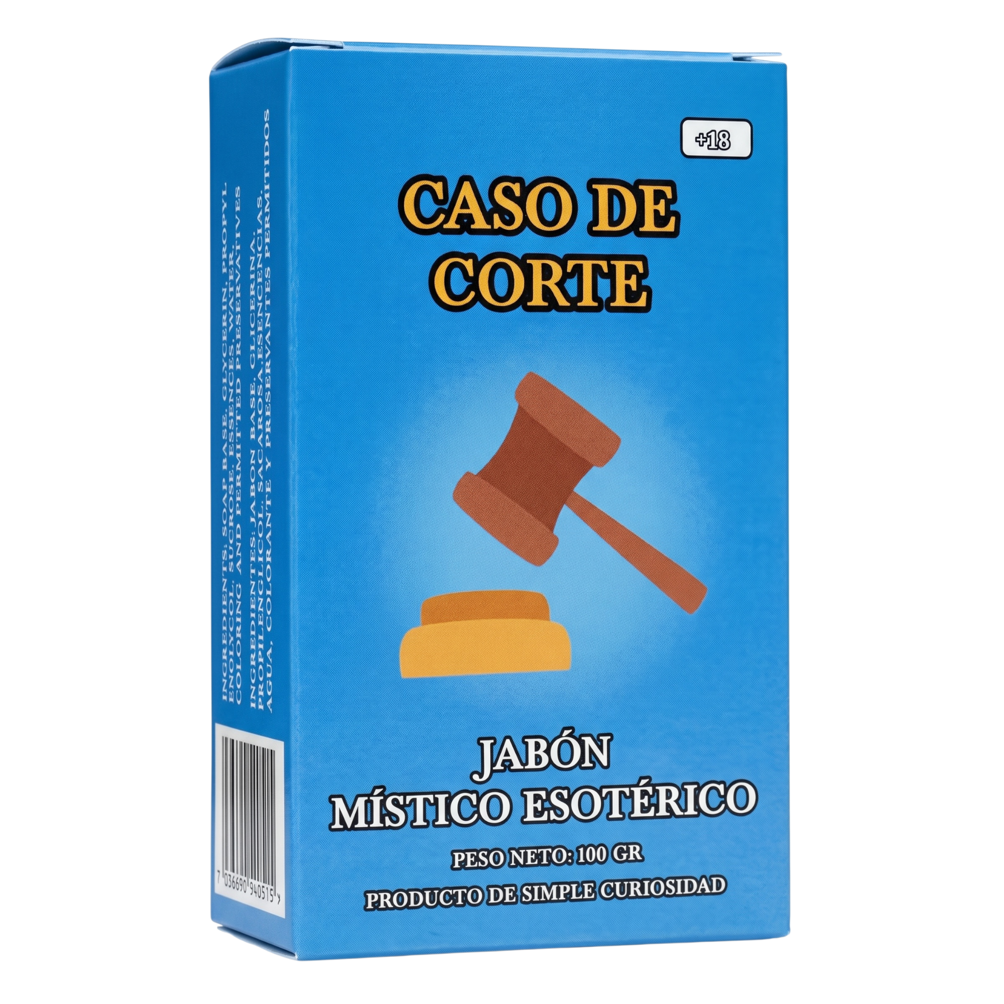Blue box with a gavel illustration and text on a white background