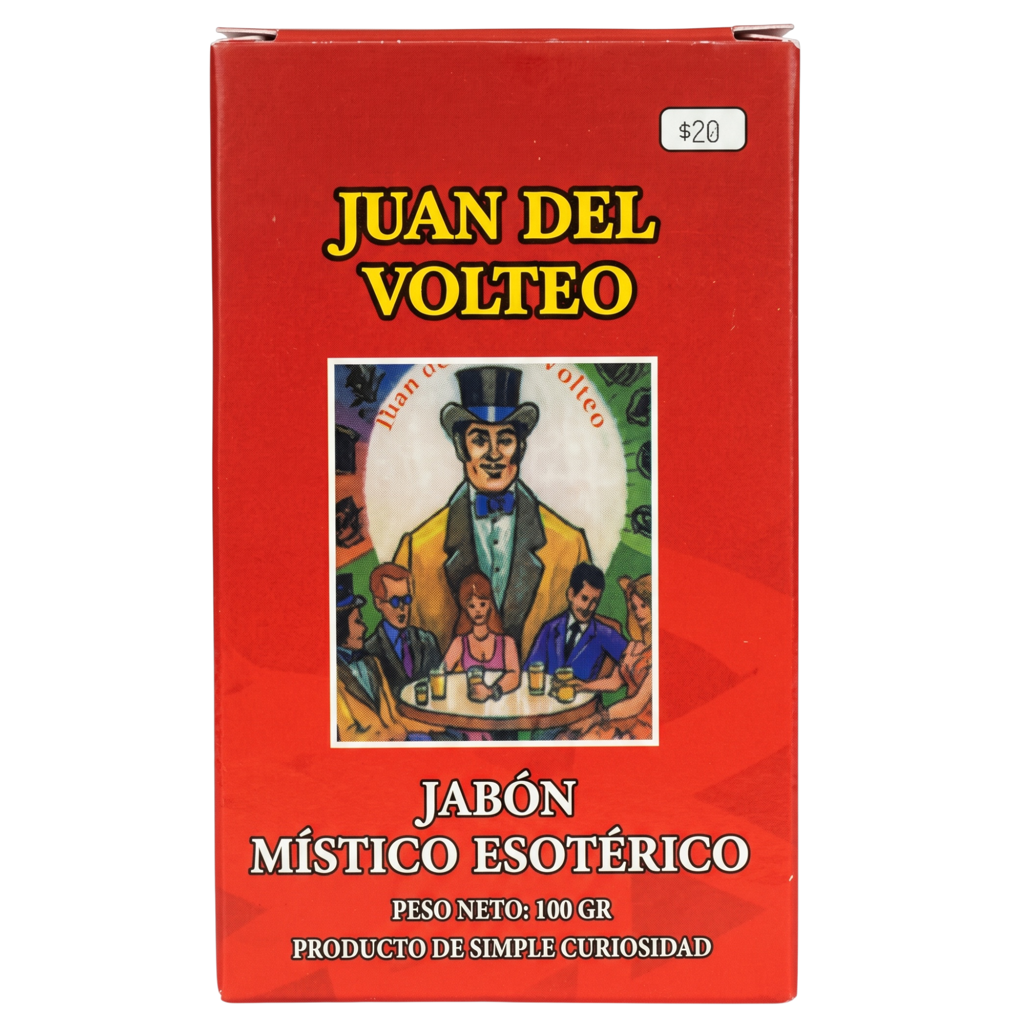 Red box of 'Juan del Volteo' with a colorful illustration on a white background