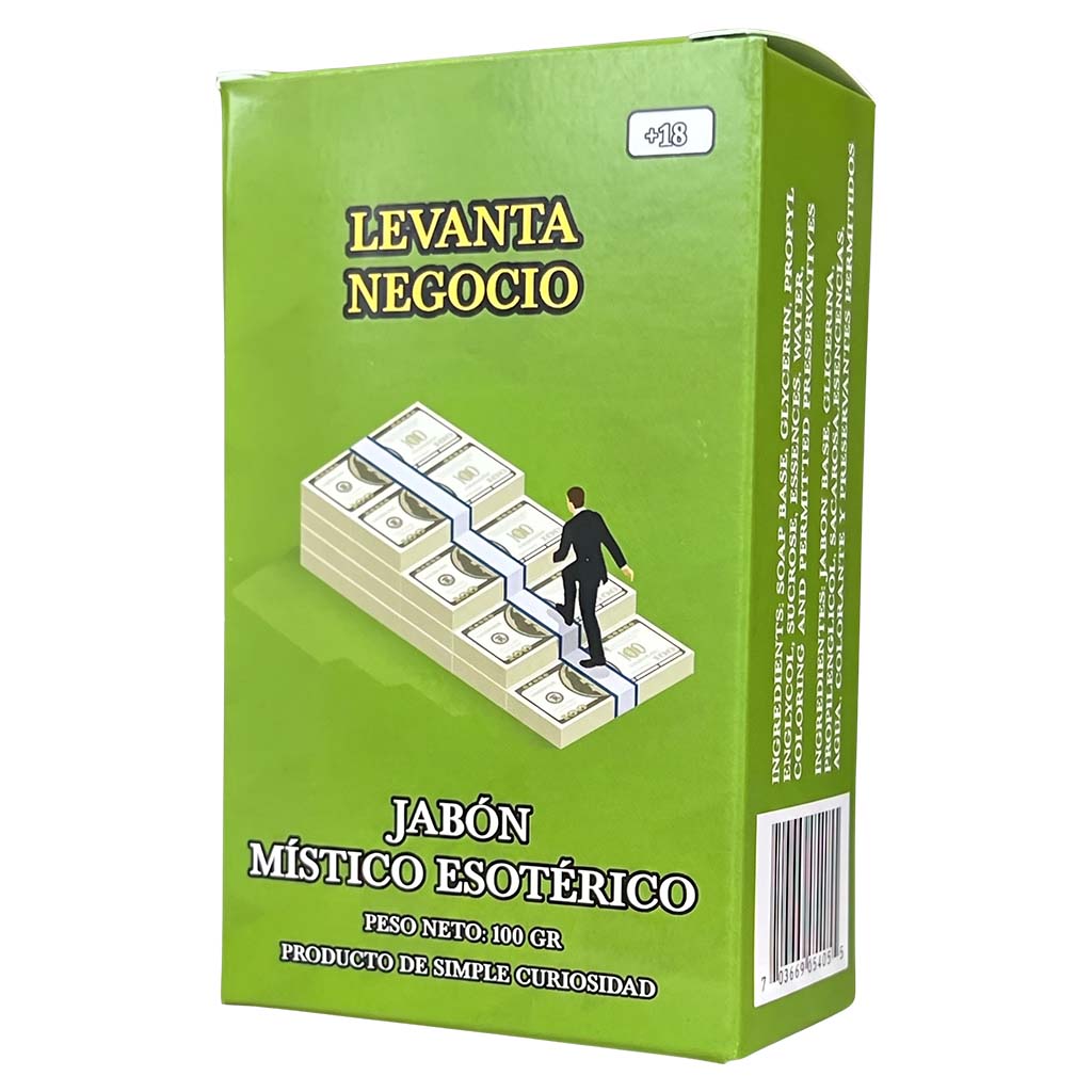 Green box with money and a person graphic, labeled 'LEVANTA NEGOCIO' on a white background.