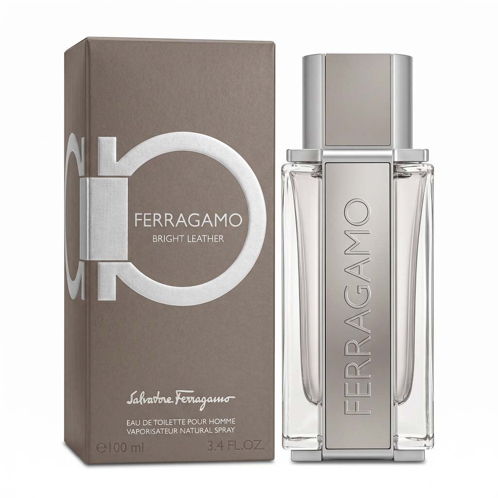 Ferragamo men's perfume bottle and packaging on a white background