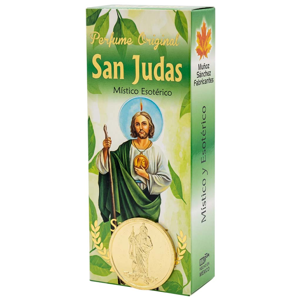 San Judas Esoteric Perfume with Collectible Protective Amulet Medallion