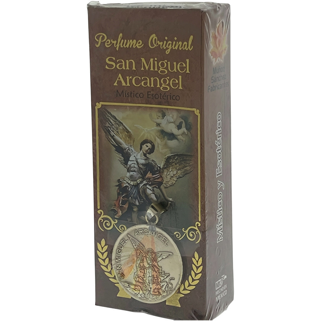 Packaged perfume with angelic design and text on a white background