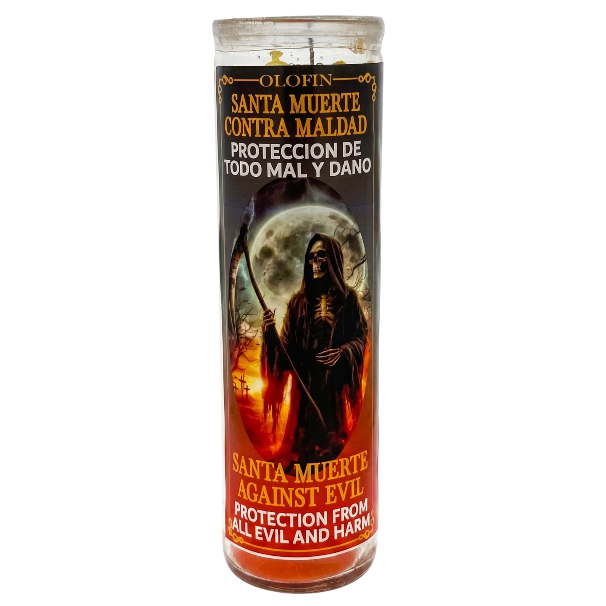 Santa Muerte Contra Maldad (Holy Death Against Evil) Prepared Ritual Candle Perfumed
