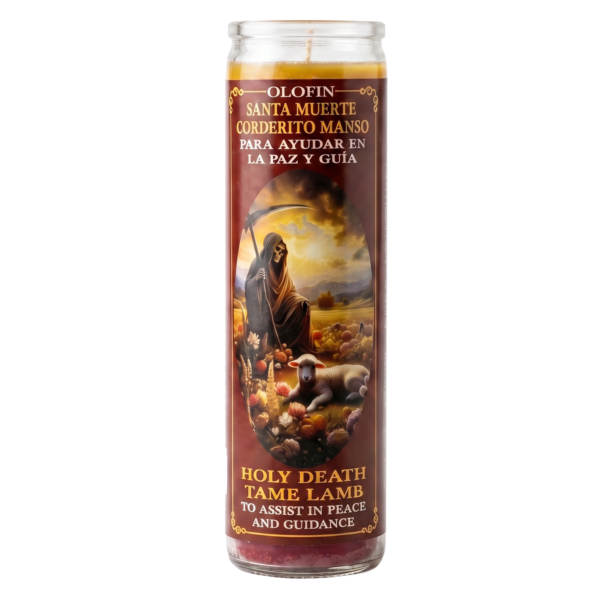 Santa Muerte Corderito Manso (Holy Death Tame Lamb) Prepared Ritual Candle Perfumed