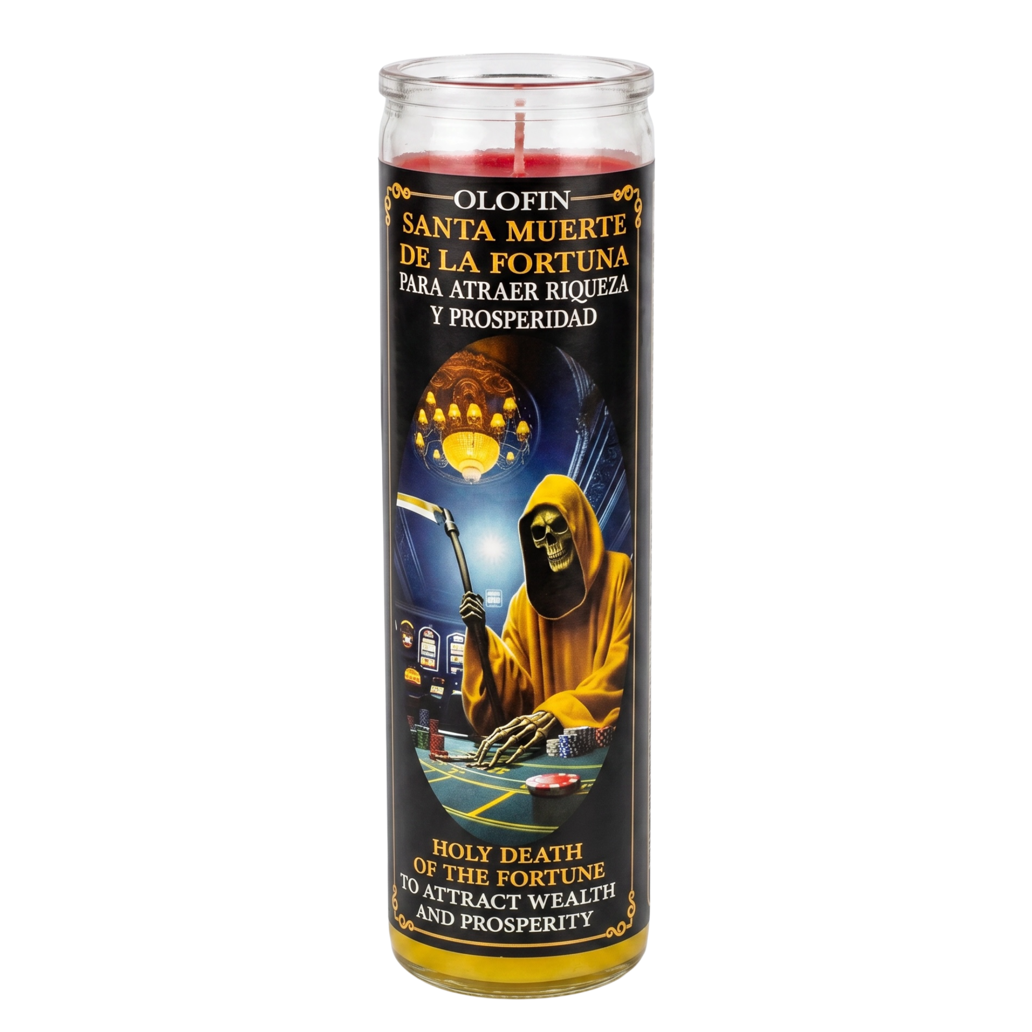 Santa Muerte De La Fortuna (Holy Death Of The Fortune) Prepared Ritual Candle Perfumed