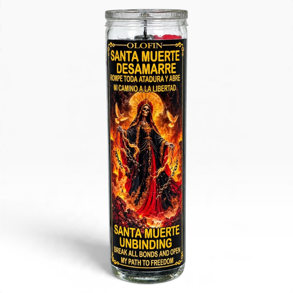 Santa Muerte Desamarre- Prepared Ritual Candle Perfumed Vela Preparada