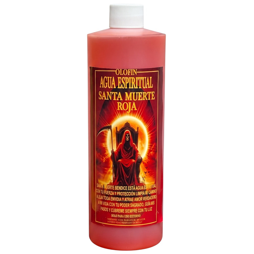 Santa Muerte Rojo Cleansing Spiritual Water | Agua Espiritual Esotérica 16oz