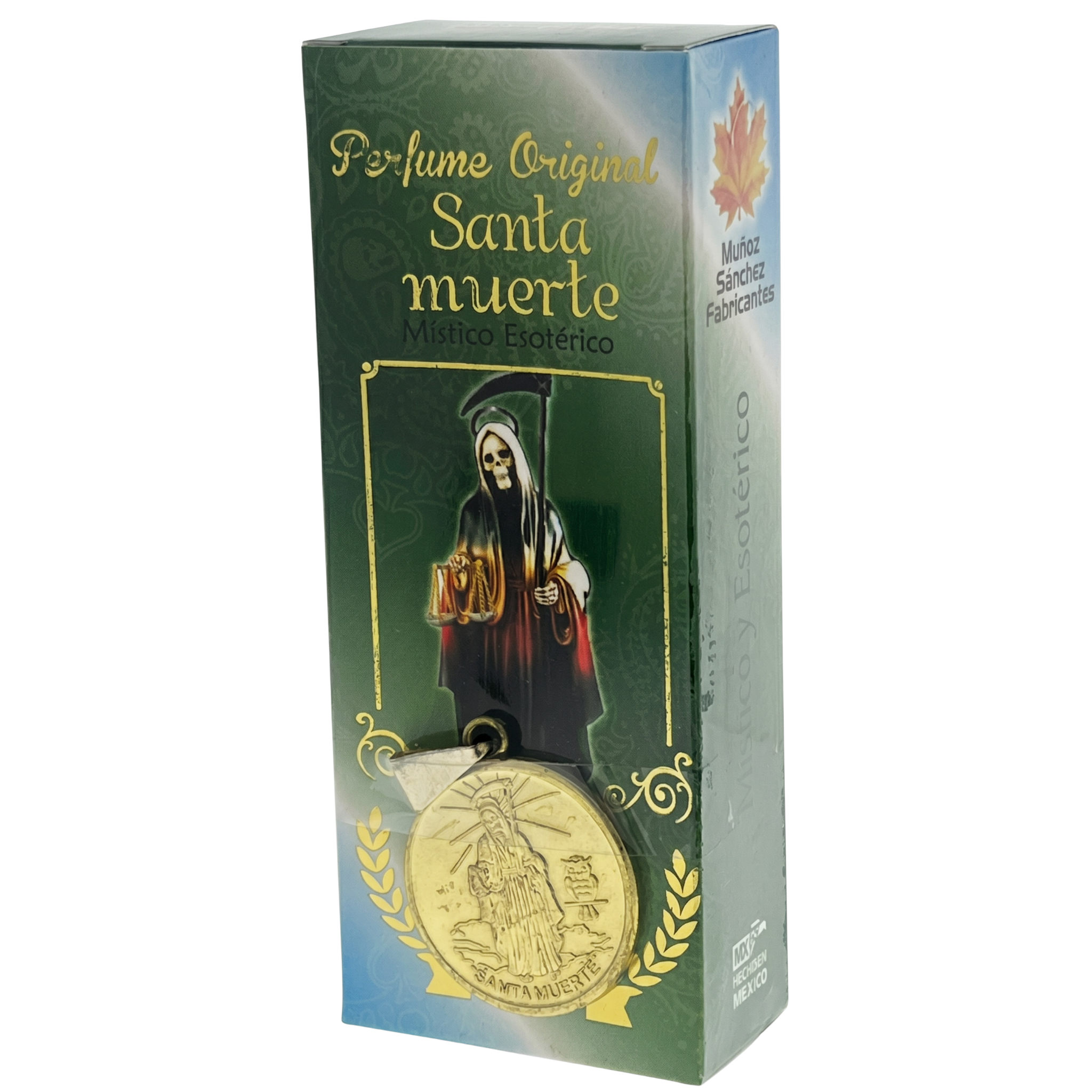 Santa Muerte Esoteric Perfume with Collectible Protective Amulet Medallion