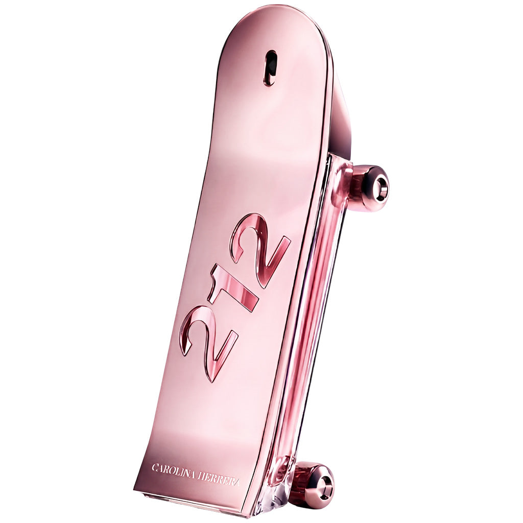 Pink perfume bottle with '12' design on a white background