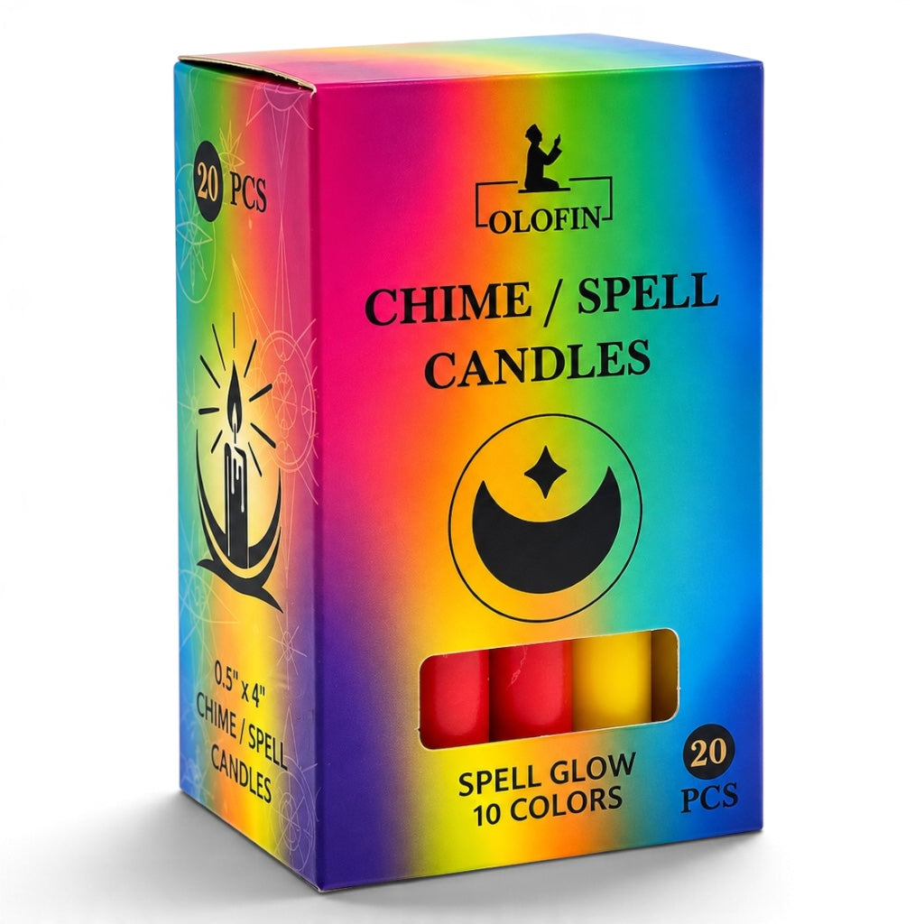 10 Colors Chime /Spell Candles 20ct Box 4”