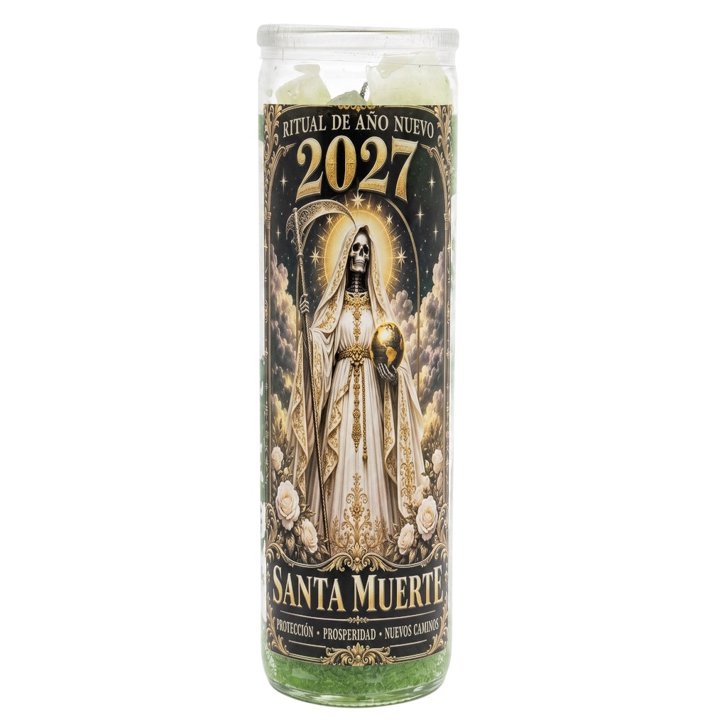 2027 Santa Muerte Ano Nuevo - Prepared Ritual Candle Perfumed Vela Preparada