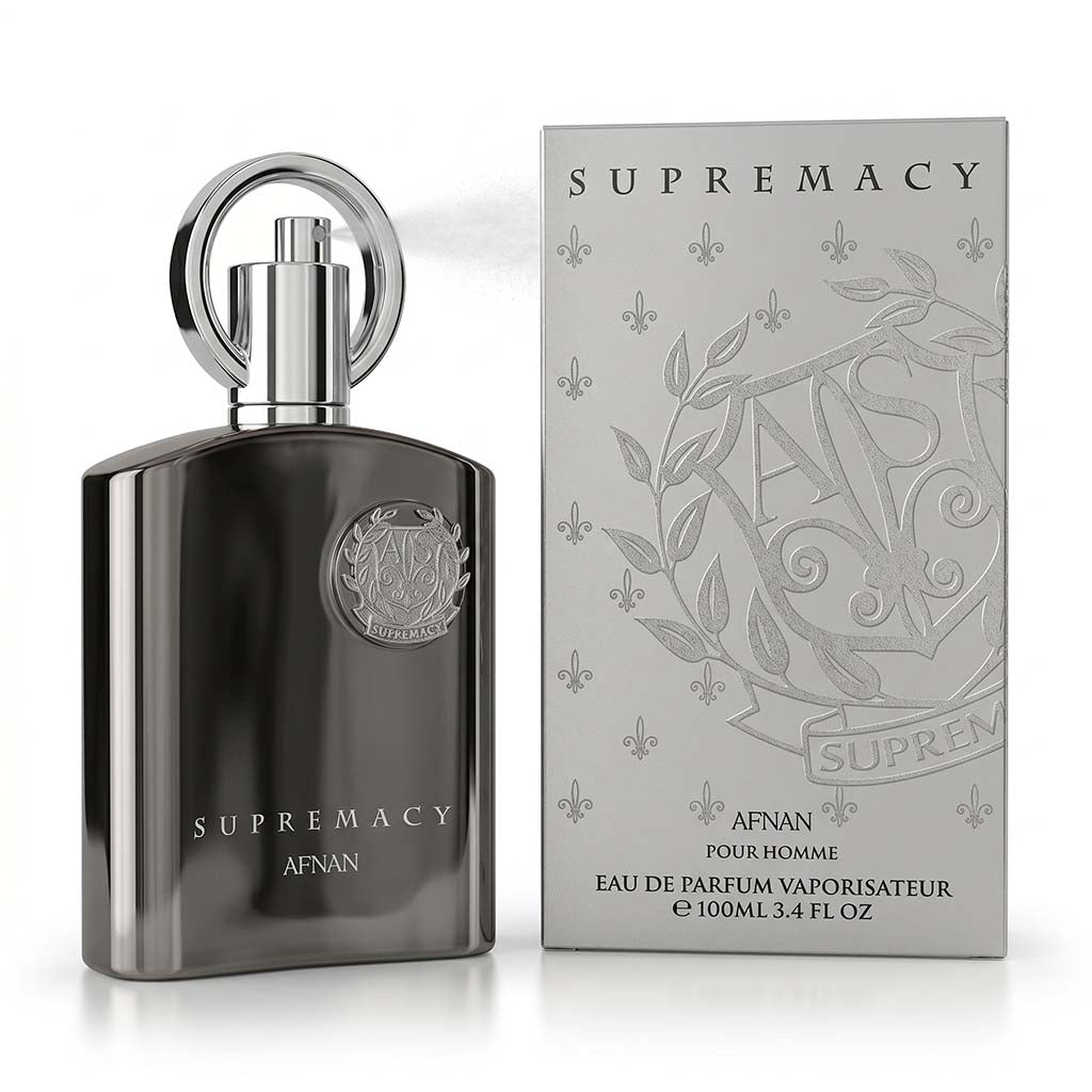 Supremacy Afnan perfume bottle and packaging on a white background