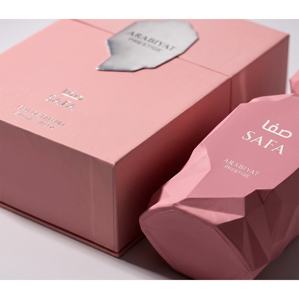 Pink packaging with 'ARABIAT' branding on a light background