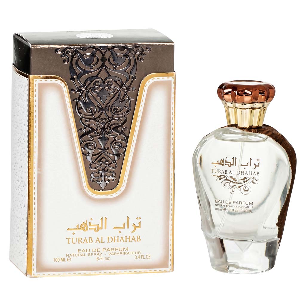 Turab Al Duhab perfume bottle and packaging on a white background