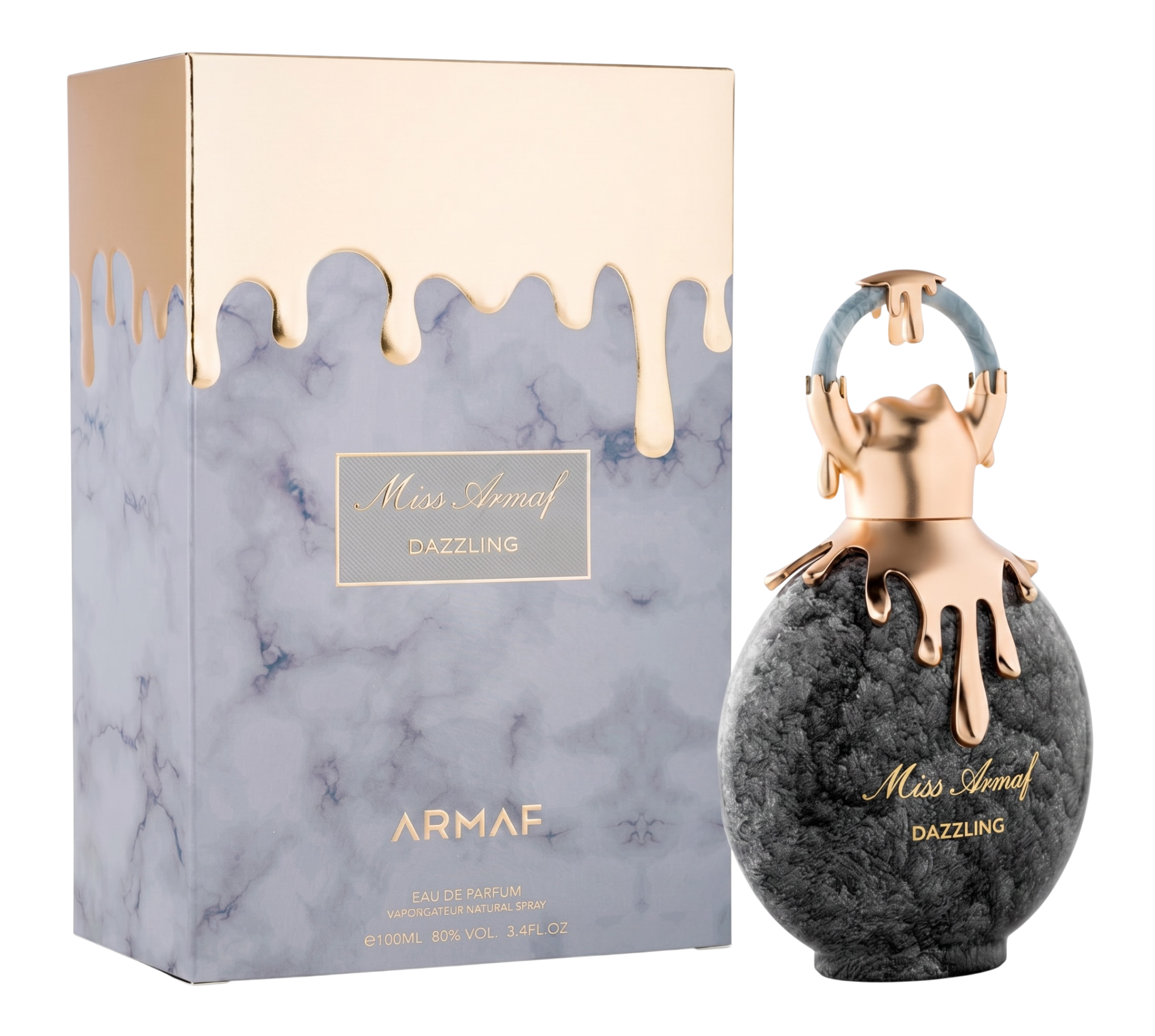 Armaf Miss Armaf Dazzling perfume bottle and packaging on a white background