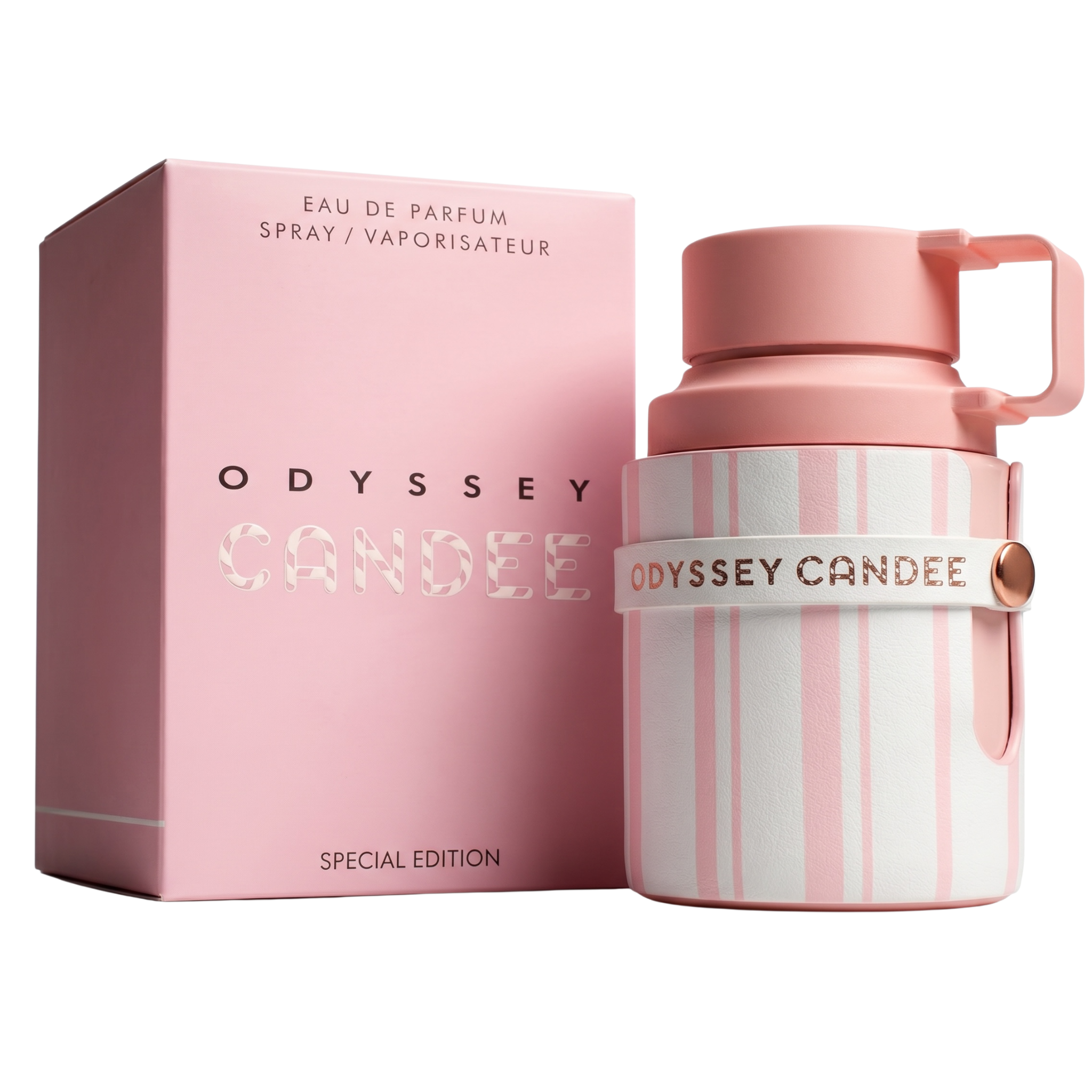 Odyssey Candee perfume bottle and packaging on a white background