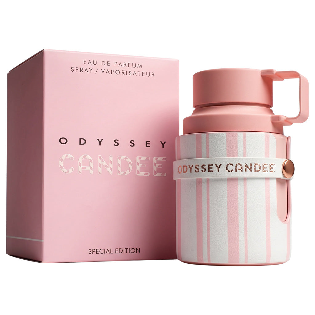 Odyssey Candee perfume bottle and packaging on a white background