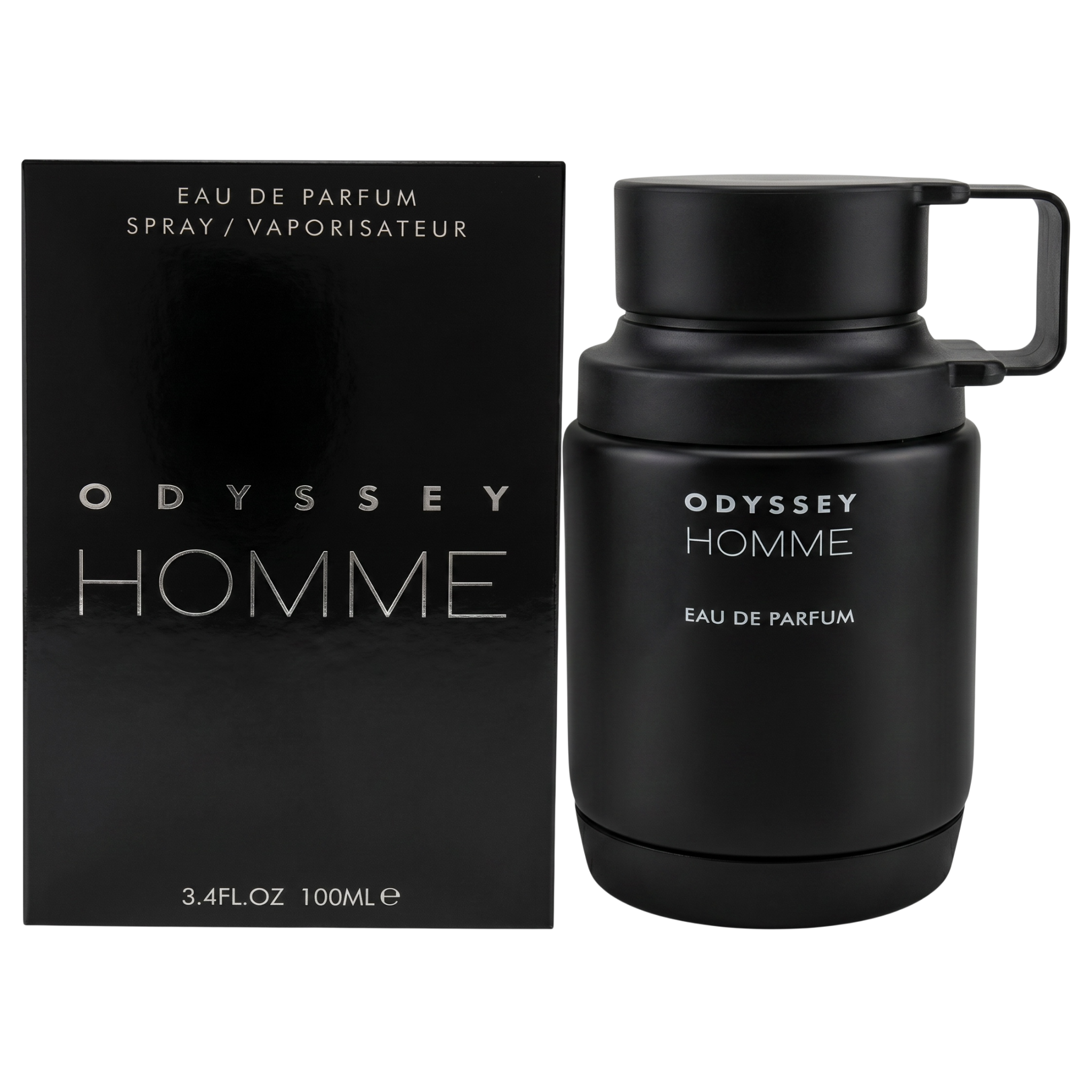 Black Odyssey Homme Eau de Parfum bottle and packaging on a white background