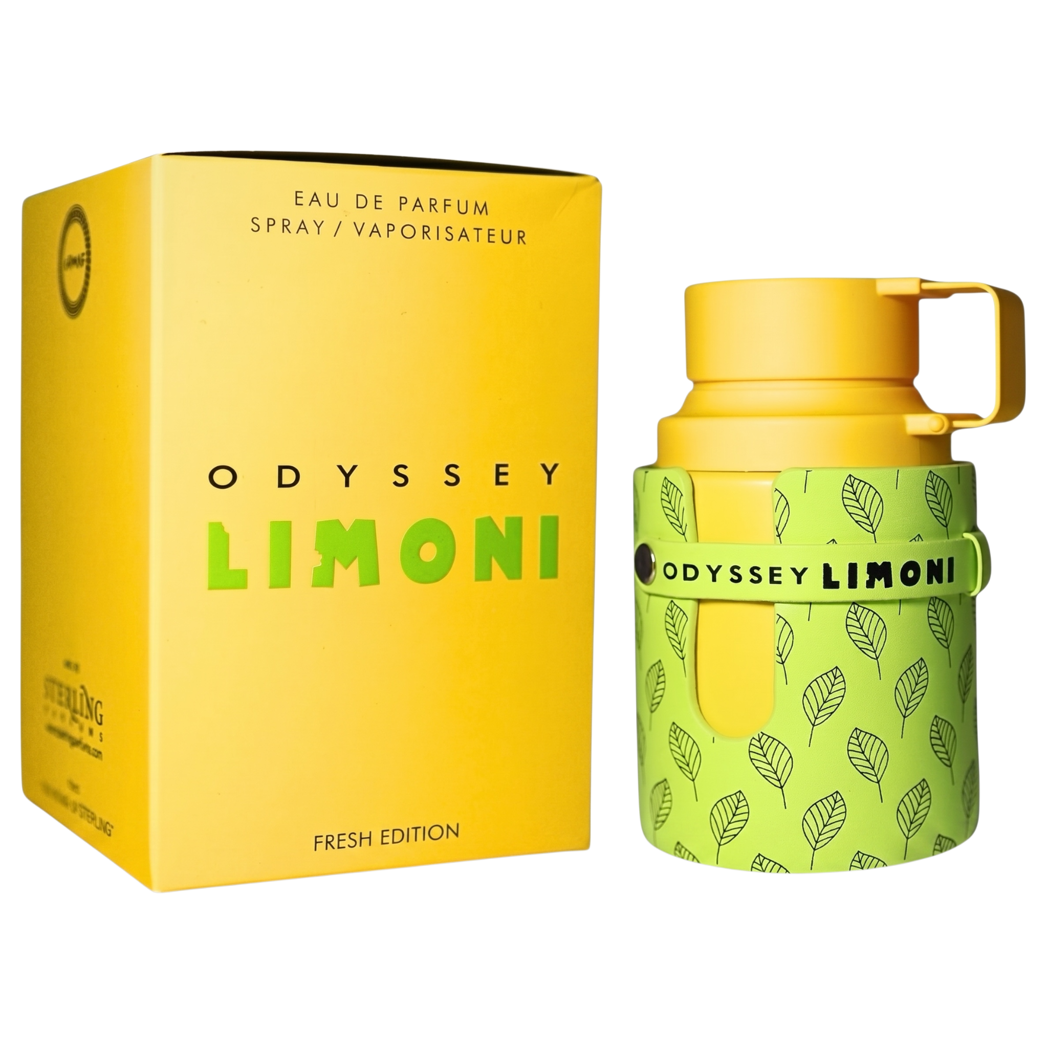 Odyssey Limoni perfume bottle and packaging on a white background