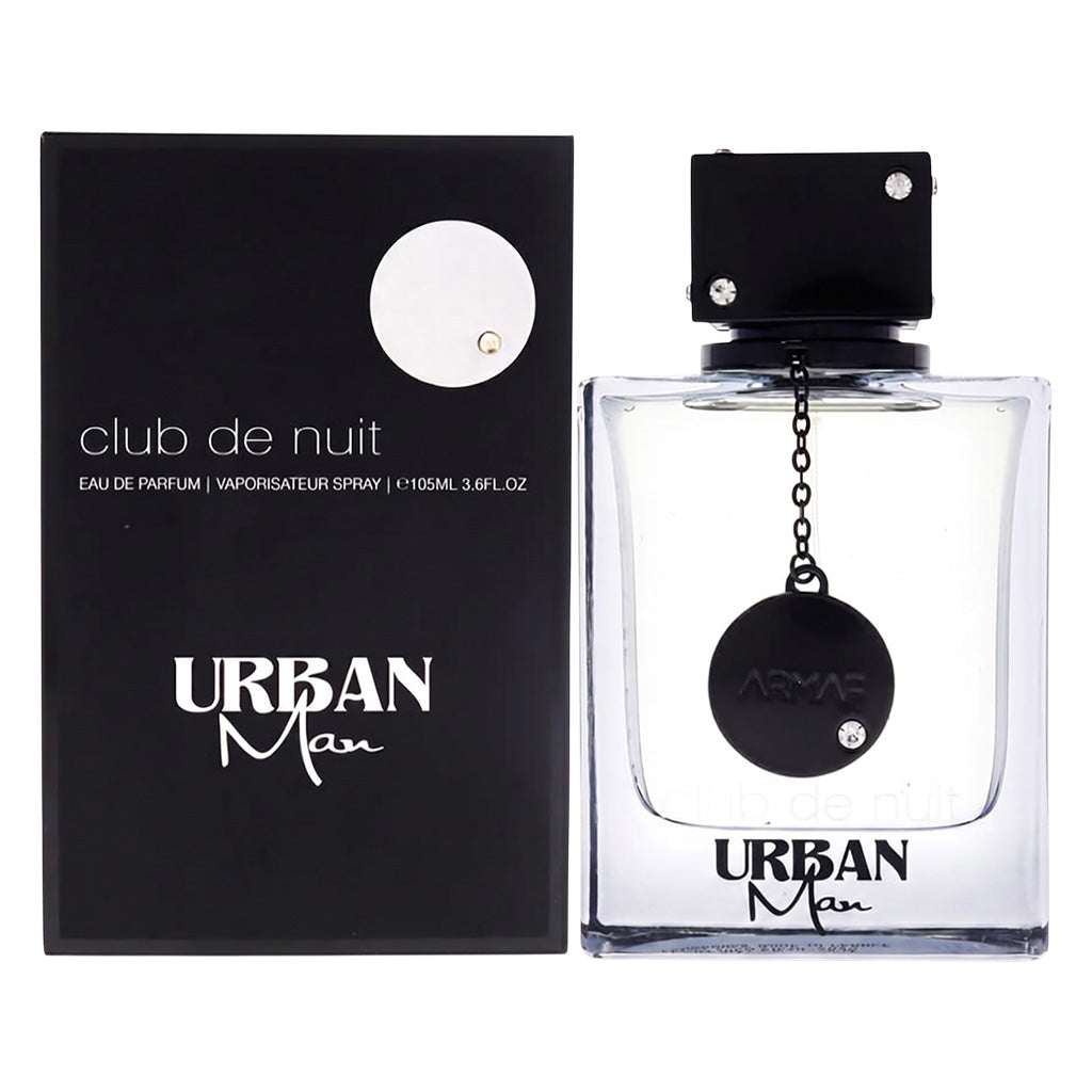 Urban Man perfume bottle and packaging on a white background