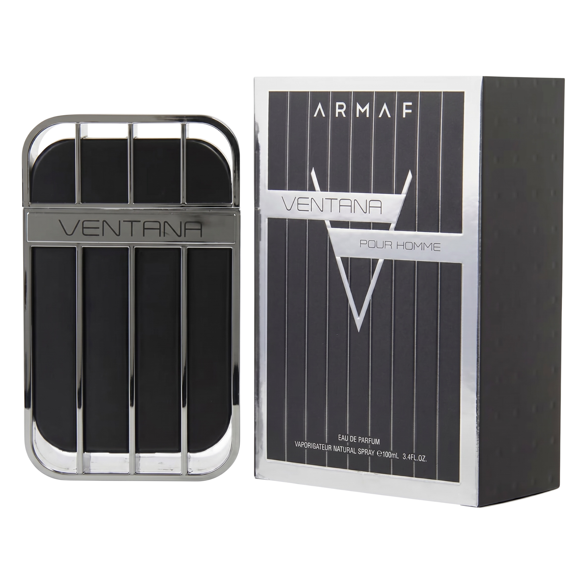 Armaf Ventana Pour Homme perfume bottle and packaging on a white background
